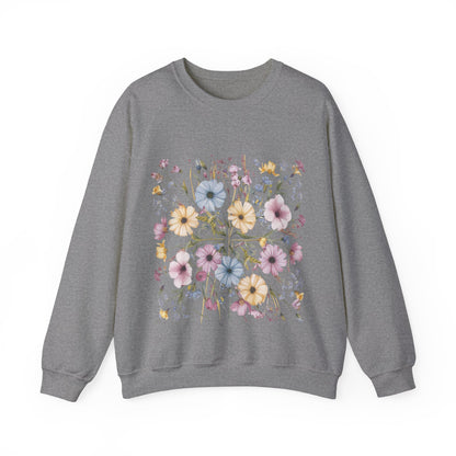 Flower Sweatshirts, Aesthetic Wildflower, Botanical Floral, Minimalist Sweatshirts for Women, Botanical Sweatshirt