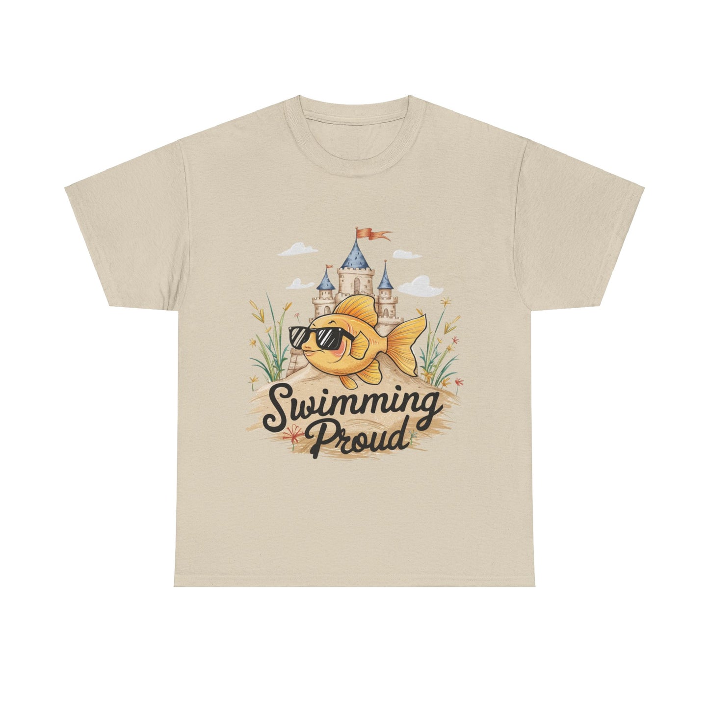 Swimming Proud Fish T-shirt, summer fun, beach Vibes, gold fish style