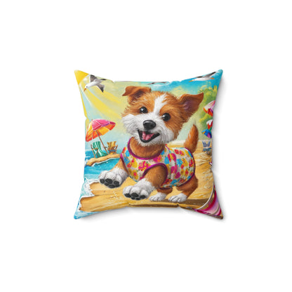 Pet playing on the beach Pillow