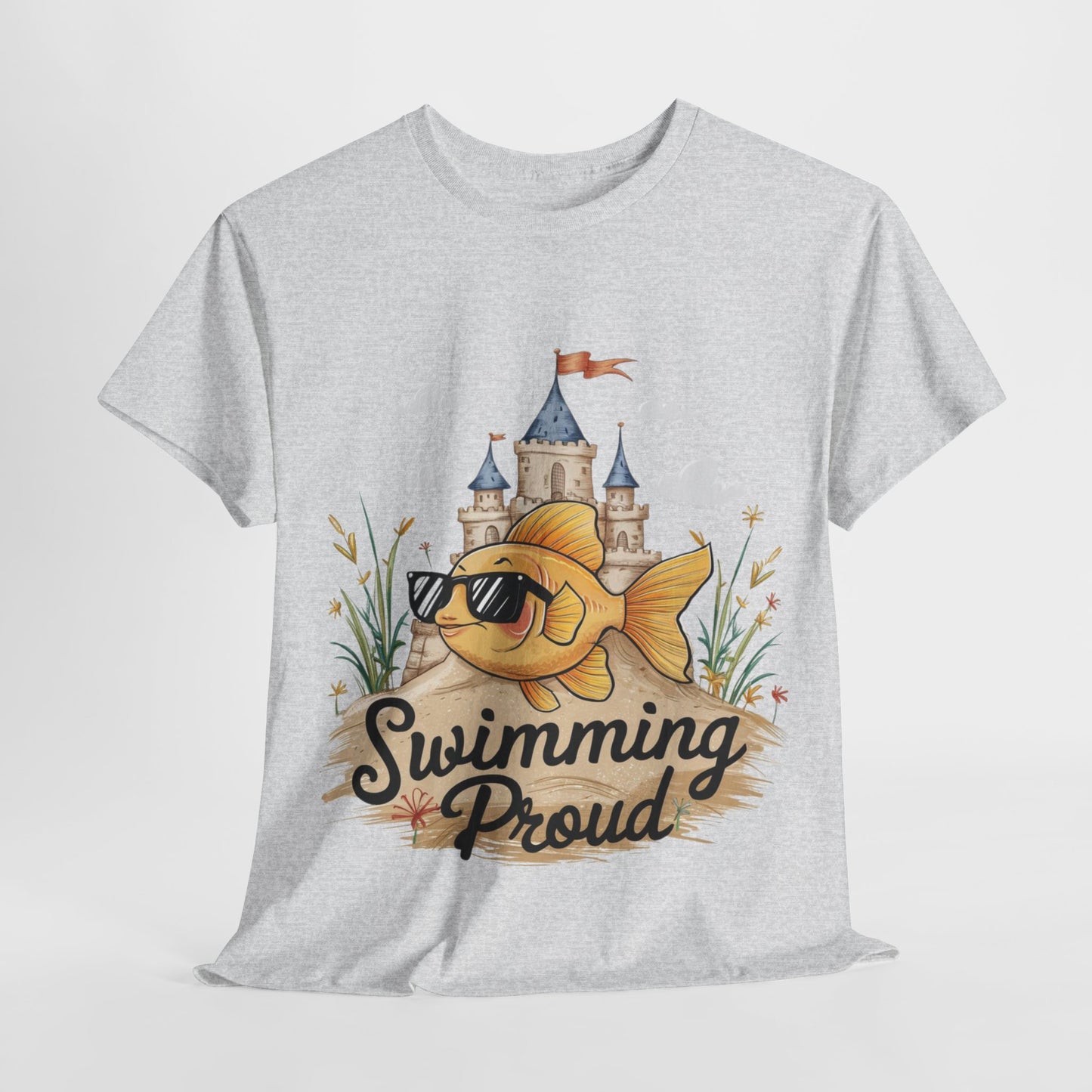 Swimming Proud Fish T-shirt, summer fun, beach Vibes, gold fish style