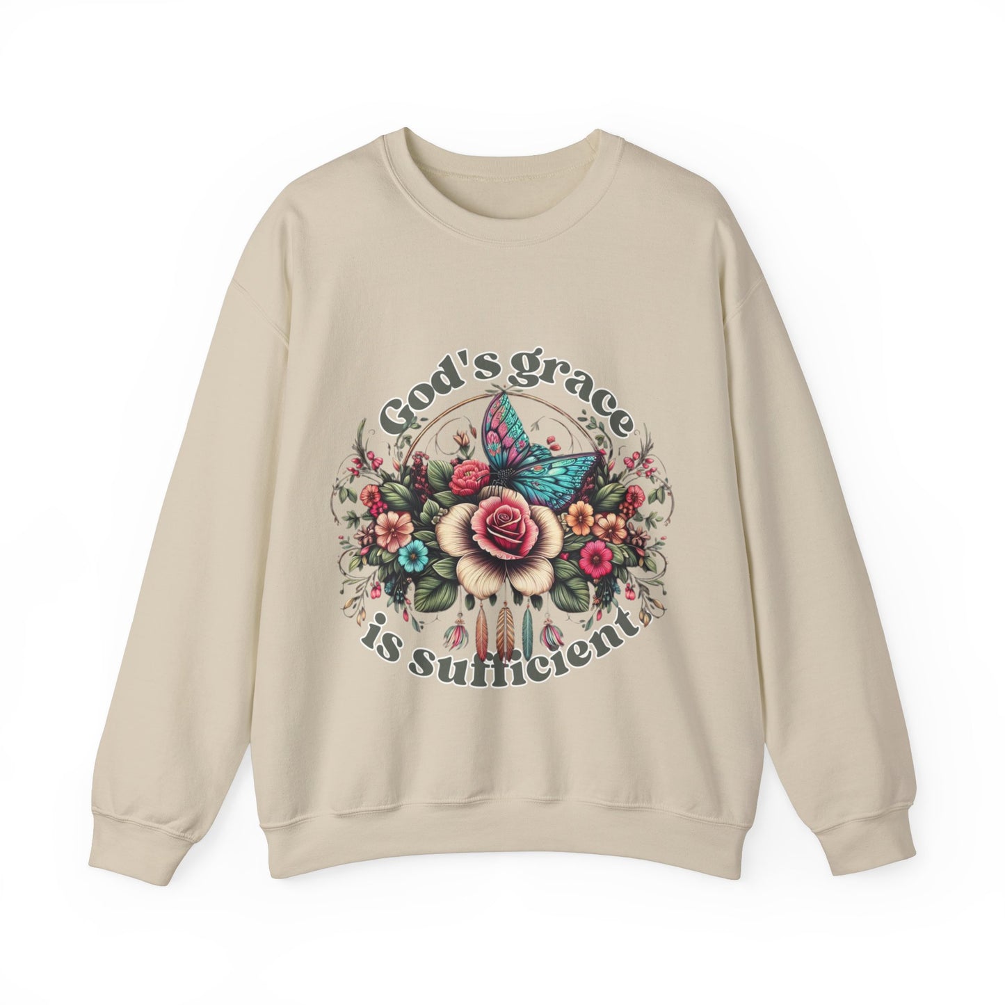 God's grace is sufficient Flower Sweatshirts, Aesthetic Wildflower, Botanical Floral, Minimalist Sweatshirts for Women, Botanical Sweatshirt