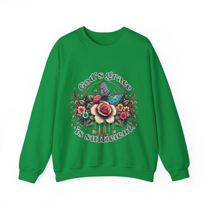 God's grace is sufficient Flower Sweatshirts, Aesthetic Wildflower, Botanical Floral, Minimalist Sweatshirts for Women, Botanical Sweatshirt