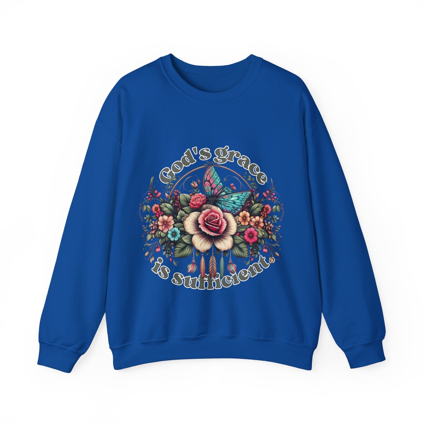 God's grace is sufficient Flower Sweatshirts, Aesthetic Wildflower, Botanical Floral, Minimalist Sweatshirts for Women, Botanical Sweatshirt