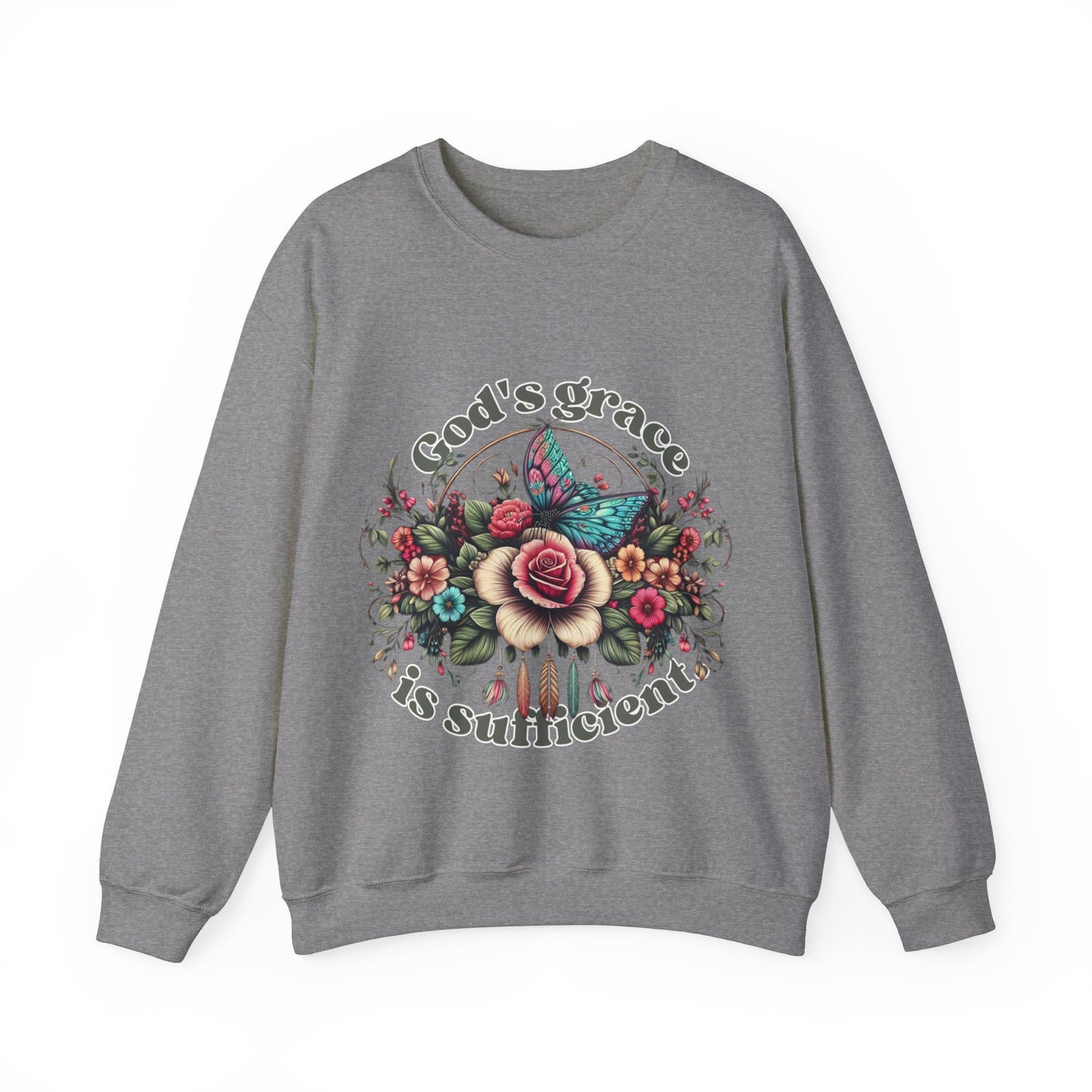 God's grace is sufficient Flower Sweatshirts, Aesthetic Wildflower, Botanical Floral, Minimalist Sweatshirts for Women, Botanical Sweatshirt