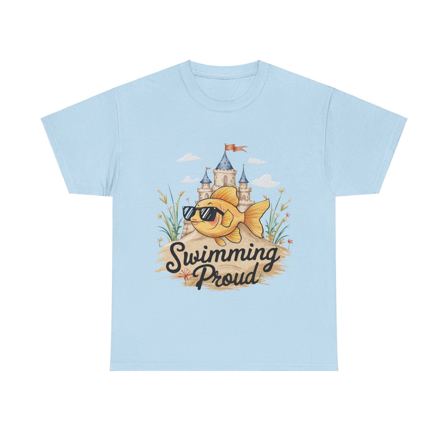 Swimming Proud Fish T-shirt, summer fun, beach Vibes, gold fish style