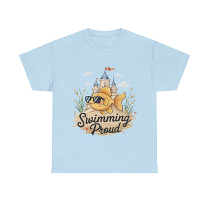 Swimming Proud Fish T-shirt, summer fun, beach Vibes, gold fish style