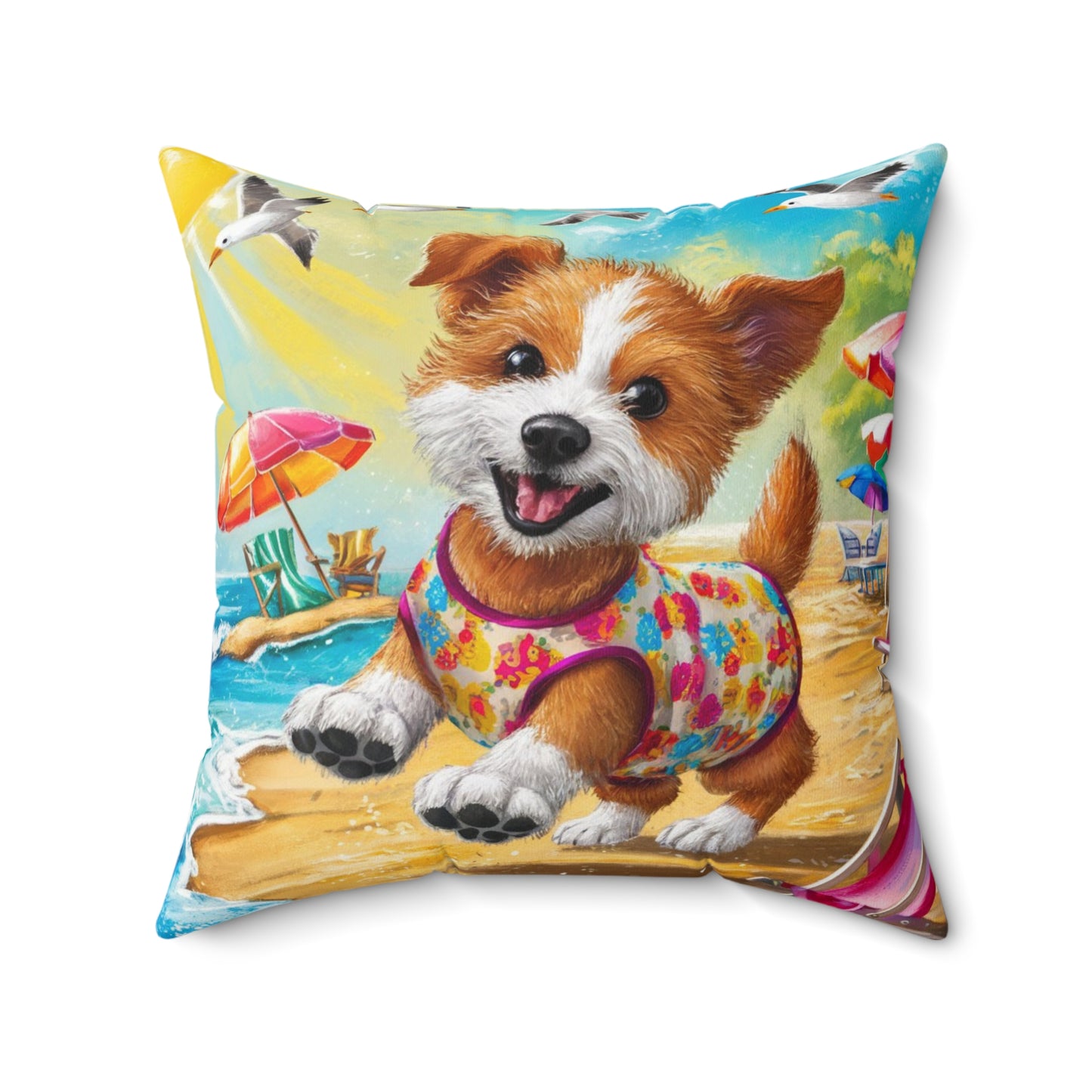 Pet playing on the beach Pillow