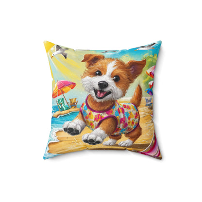 Pet playing on the beach Pillow