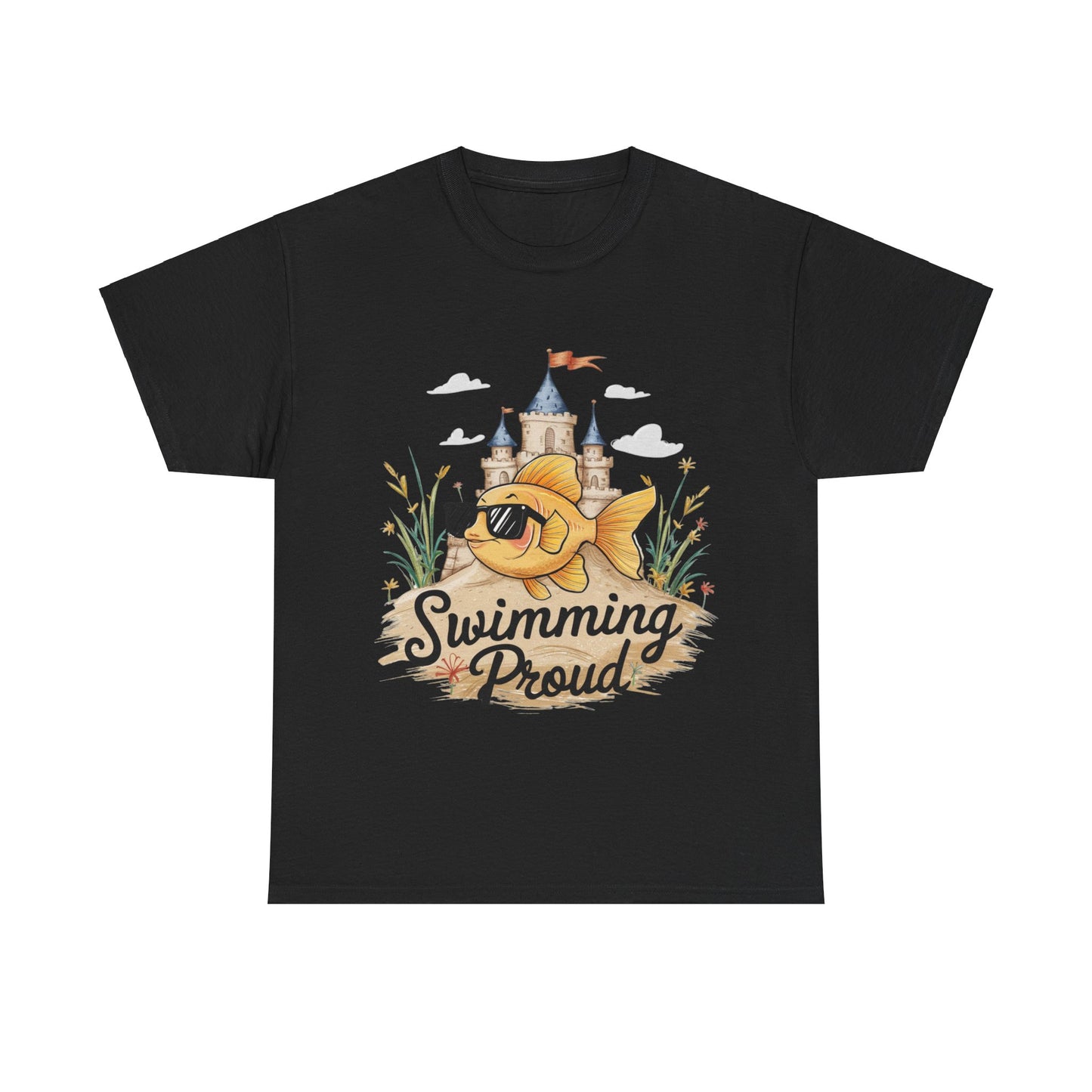 Swimming Proud Fish T-shirt, summer fun, beach Vibes, gold fish style