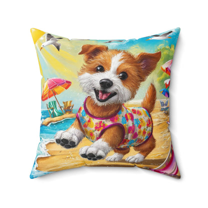 Pet playing on the beach Pillow