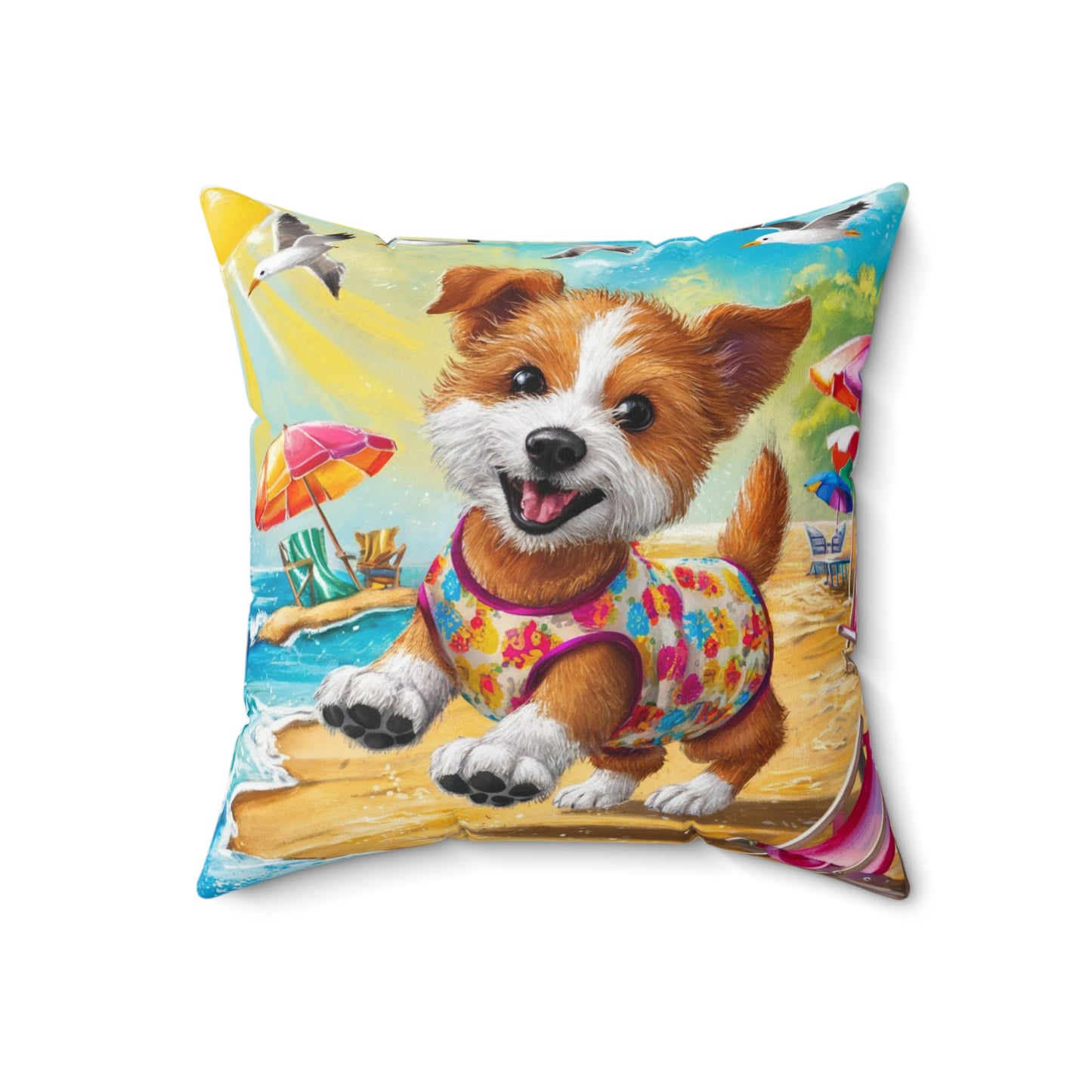 Pet playing on the beach Pillow