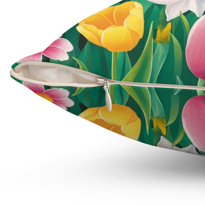 A vibrant and cheerful illustration for a spring pillow