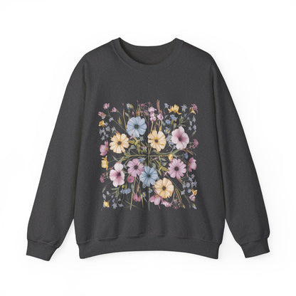 Flower Sweatshirts, Aesthetic Wildflower, Botanical Floral, Minimalist Sweatshirts for Women, Botanical Sweatshirt