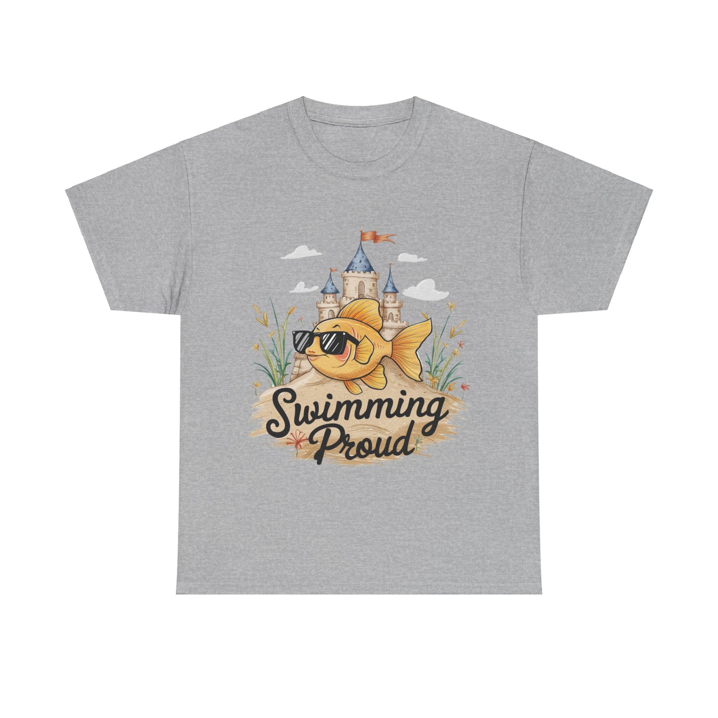 Swimming Proud Fish T-shirt, summer fun, beach Vibes, gold fish style