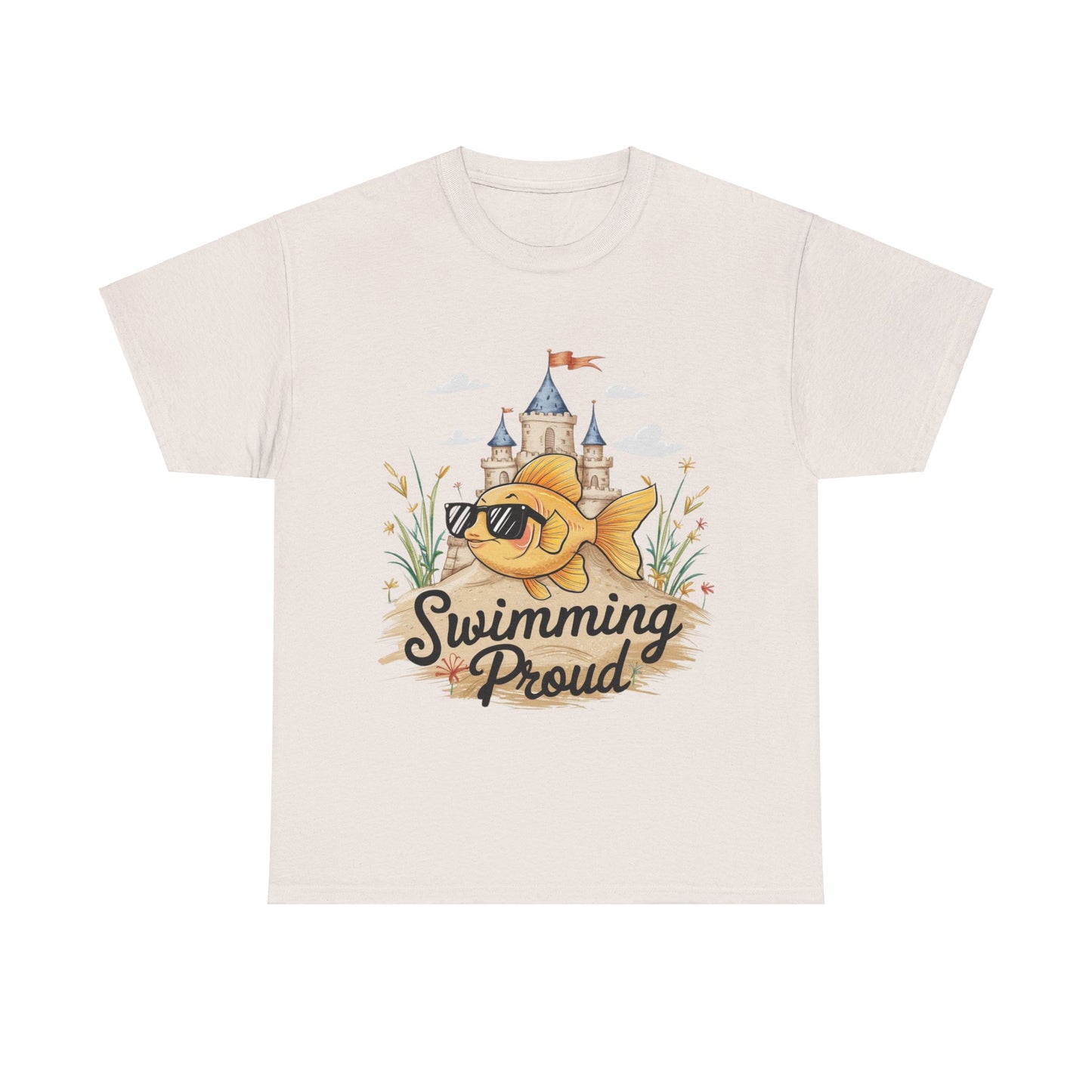 Swimming Proud Fish T-shirt, summer fun, beach Vibes, gold fish style