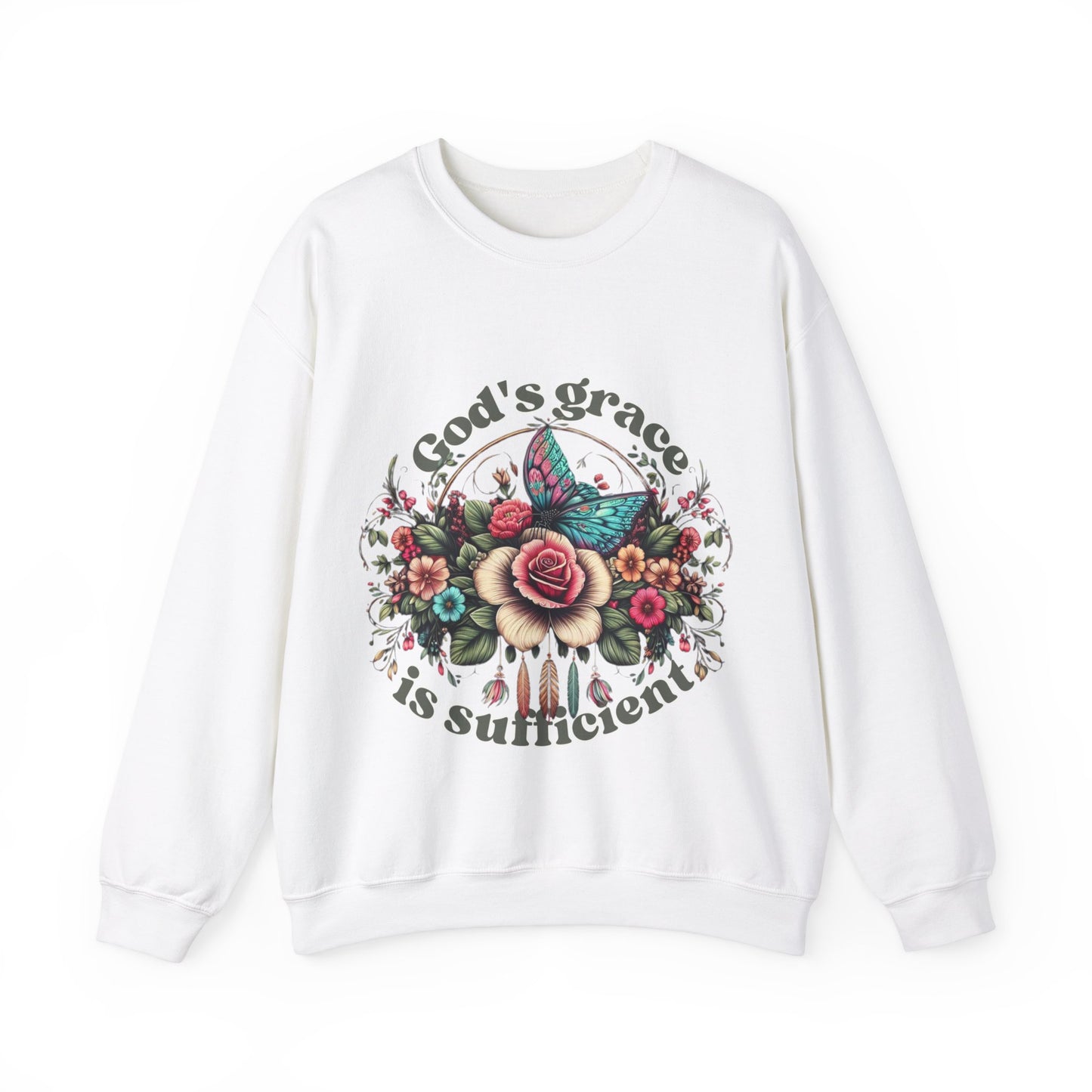 God's grace is sufficient Flower Sweatshirts, Aesthetic Wildflower, Botanical Floral, Minimalist Sweatshirts for Women, Botanical Sweatshirt