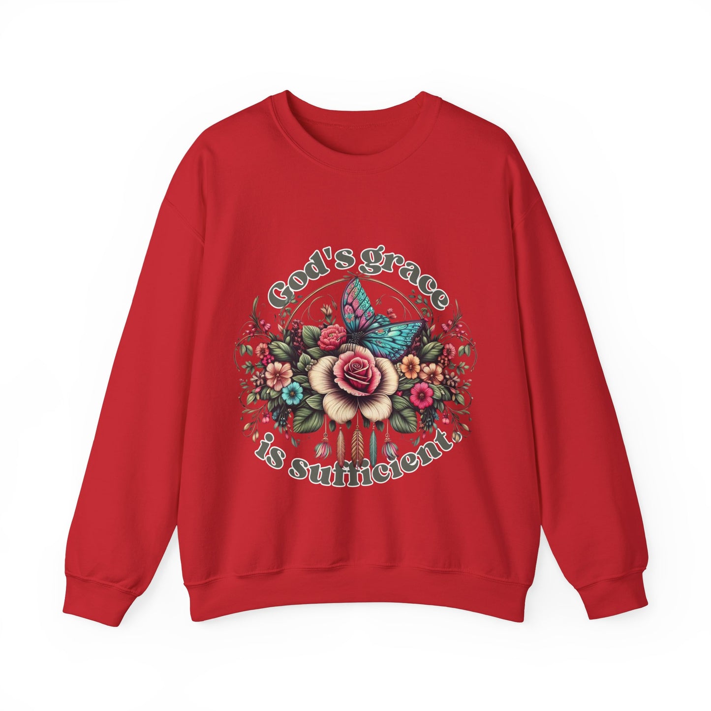 God's grace is sufficient Flower Sweatshirts, Aesthetic Wildflower, Botanical Floral, Minimalist Sweatshirts for Women, Botanical Sweatshirt