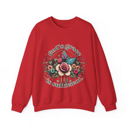 God's grace is sufficient Flower Sweatshirts, Aesthetic Wildflower, Botanical Floral, Minimalist Sweatshirts for Women, Botanical Sweatshirt